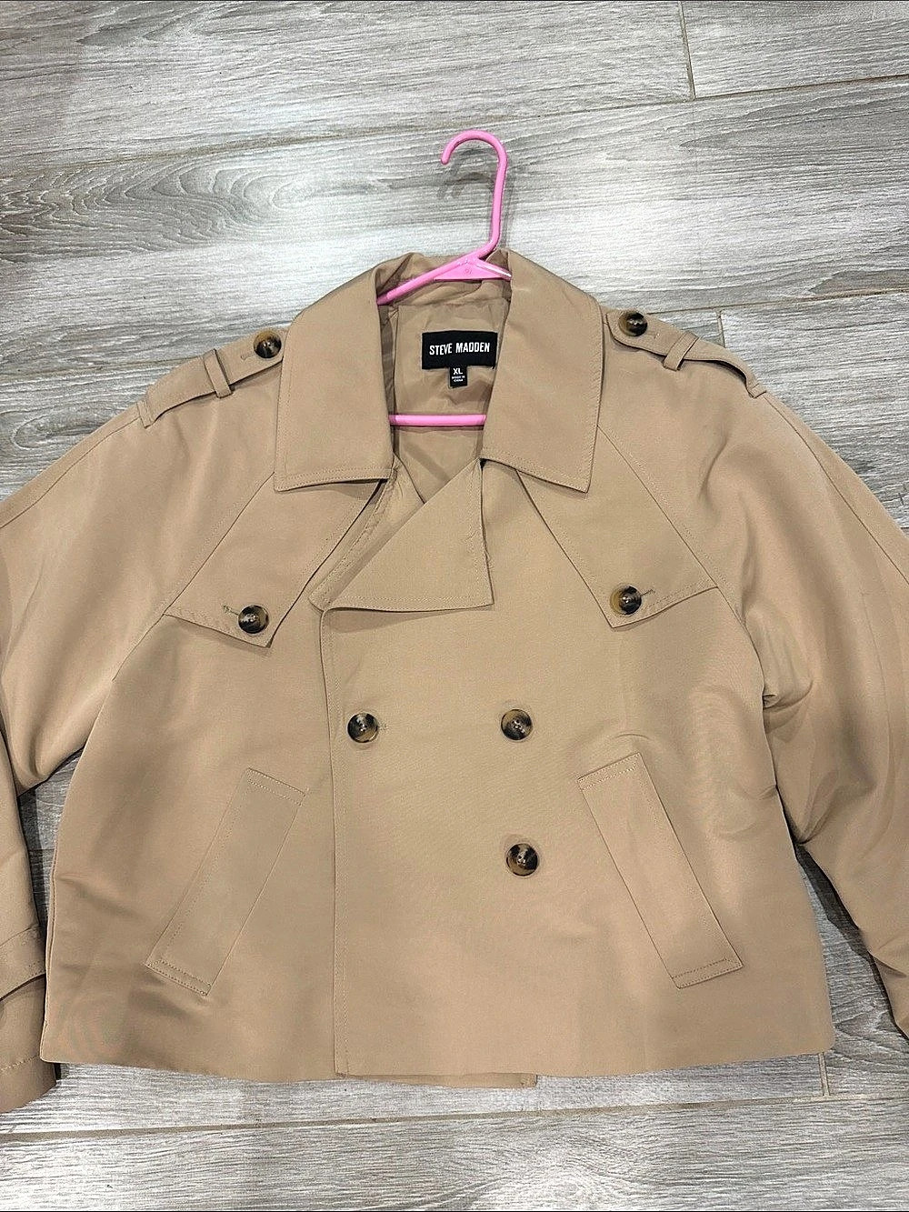 Steve Madden Sirus Cropped Trench Jacket Brown XL